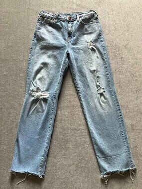 True Religion High Rise Starr Cropped Straight Jeans Women 26 Blue Distressed